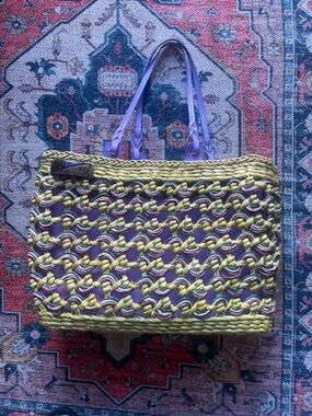 Billabong Lavender and Pale Yellow Woven Tote